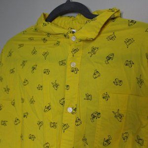 Men's Pokemon Yellow Pikachu Fun Dress Shirt 2XL